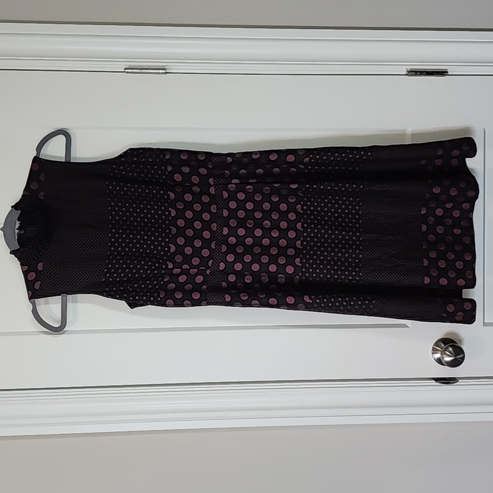 WHO WHAT WEAR polka dot micro dot mock neck midi dress